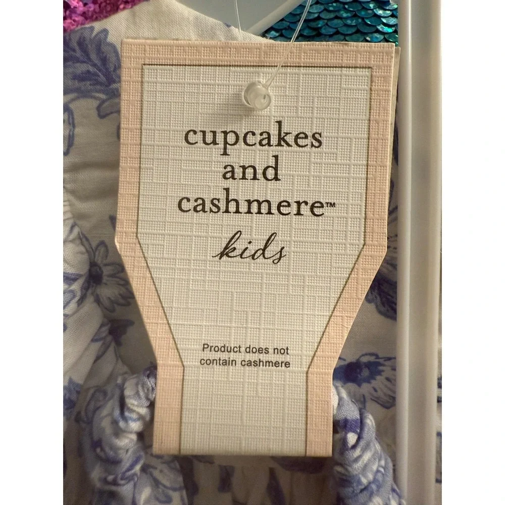 Cupcakes and Cashmere Kids Blue Floral 3pc Set Top Bloomers Headband 3-6M NWT - Picture 7 of 8